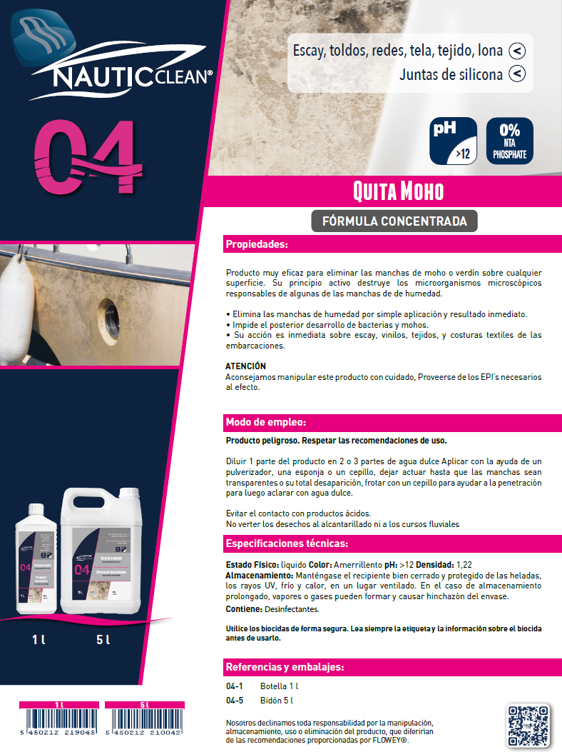 04 QUITAMANCHAS ANTIMOHO ESPRAY 750ML