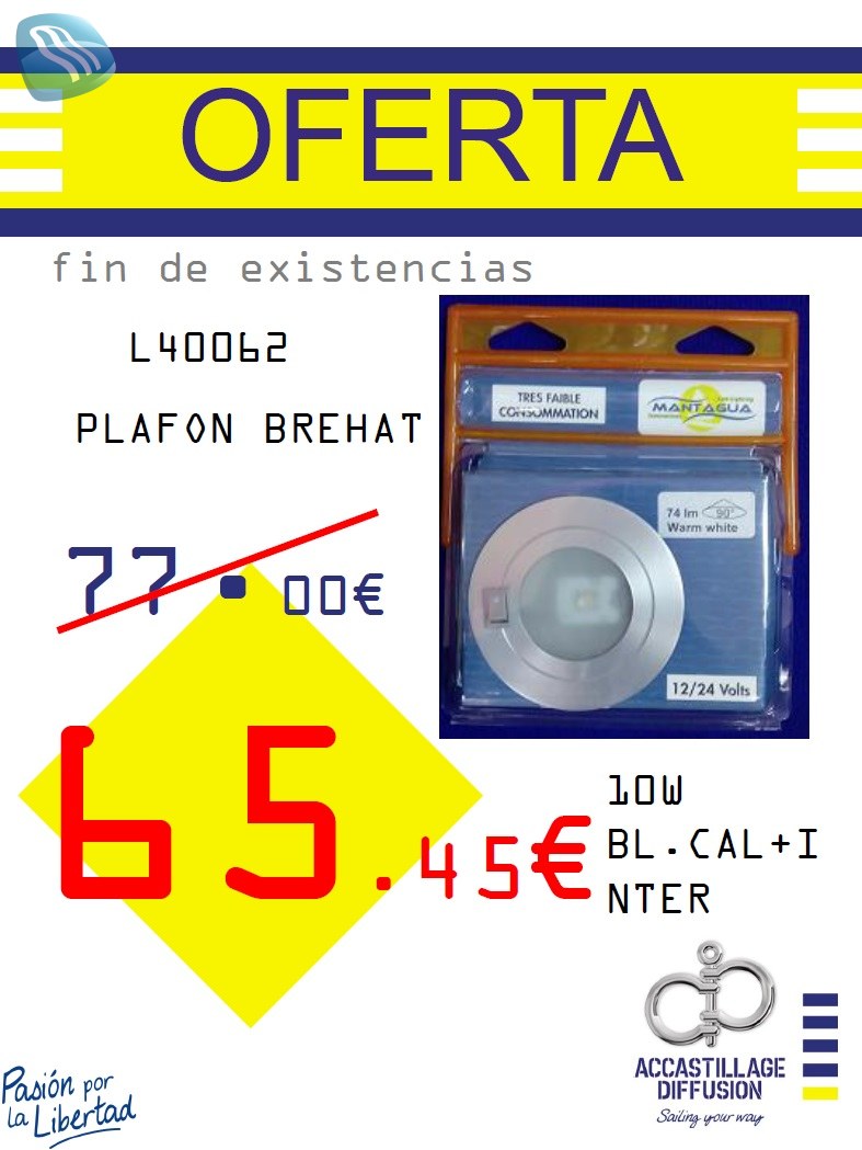 MANTAGUA-PLAFON BREHAT 10W BL.CAL+INTER