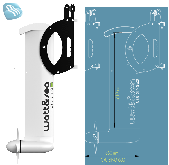 03 Hidrogenerador \"Cruising\" 600W CORTO 12V 610mm